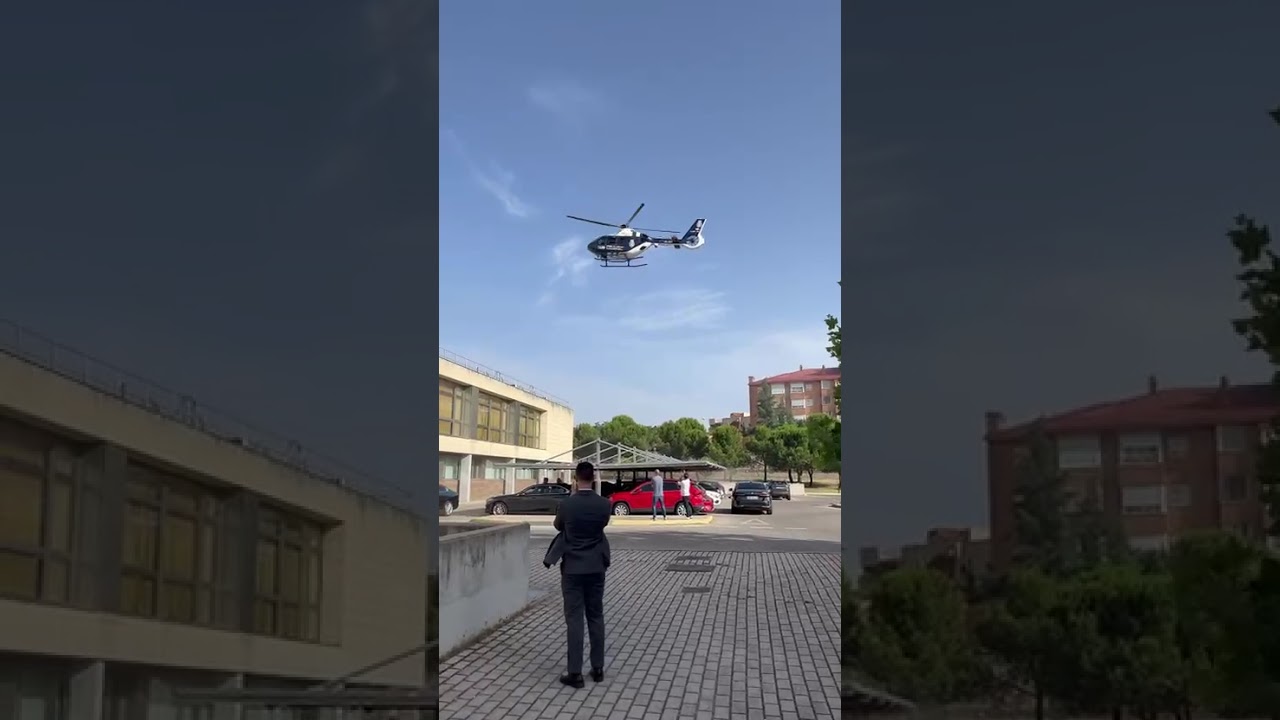 Helicóptero de la Policía Nacional desplegado para el rodaje de la final de MasterChef 13