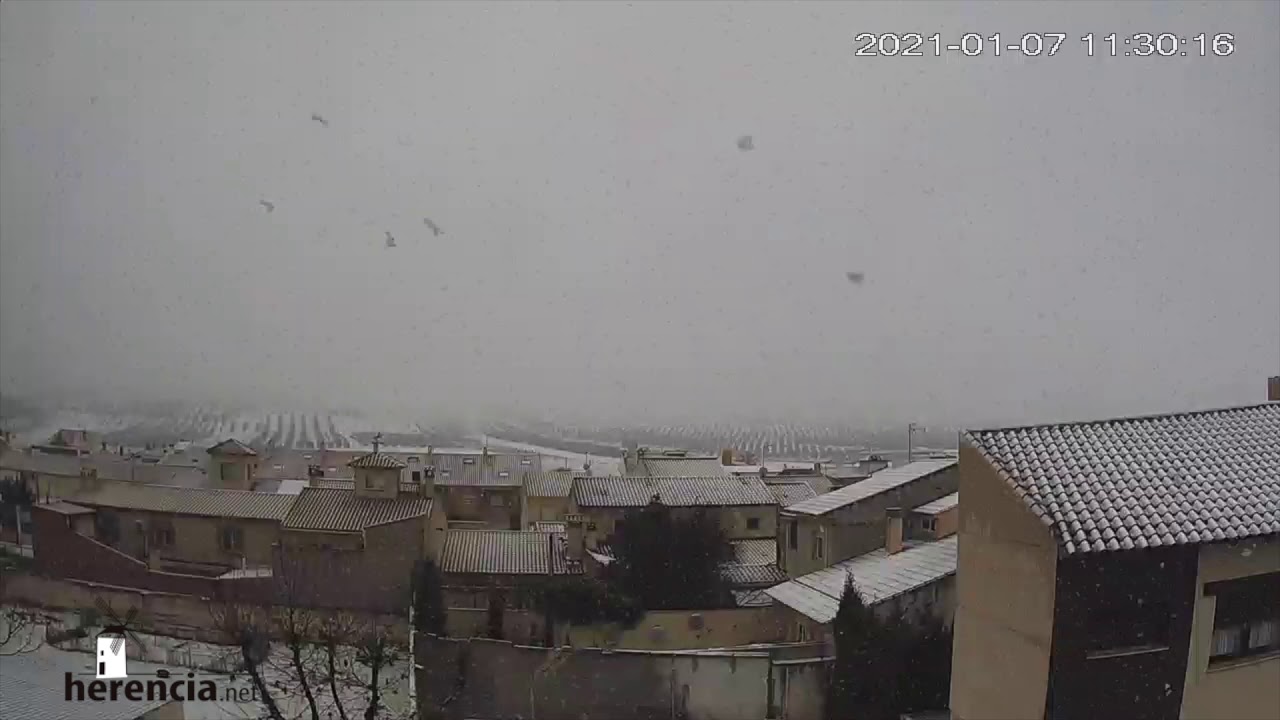 Nieve en Herencia, 7 enero 2021 - Cámara fija en Herencia