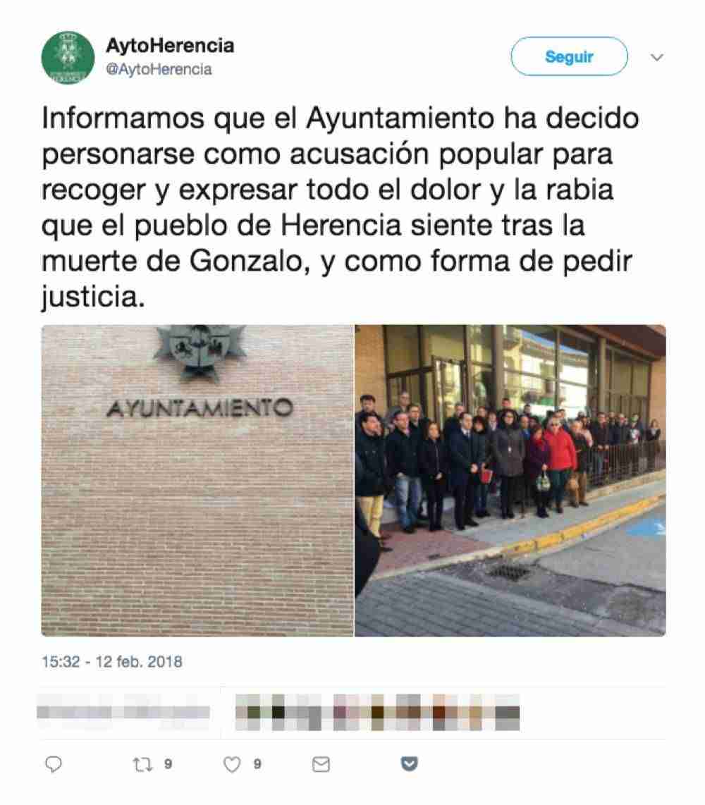 Ayuntamiento de Herencia se personará como acusación popular por la muerte de Gonzalo 1