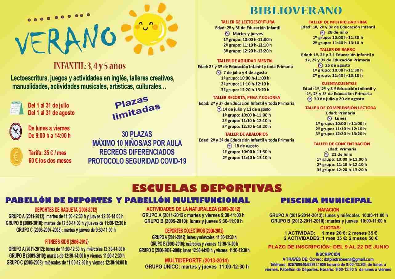 Escuela de Verano, actividades deportivas y biblioverano en Piedrabuena, para que disfruten menores y jóvenes 1