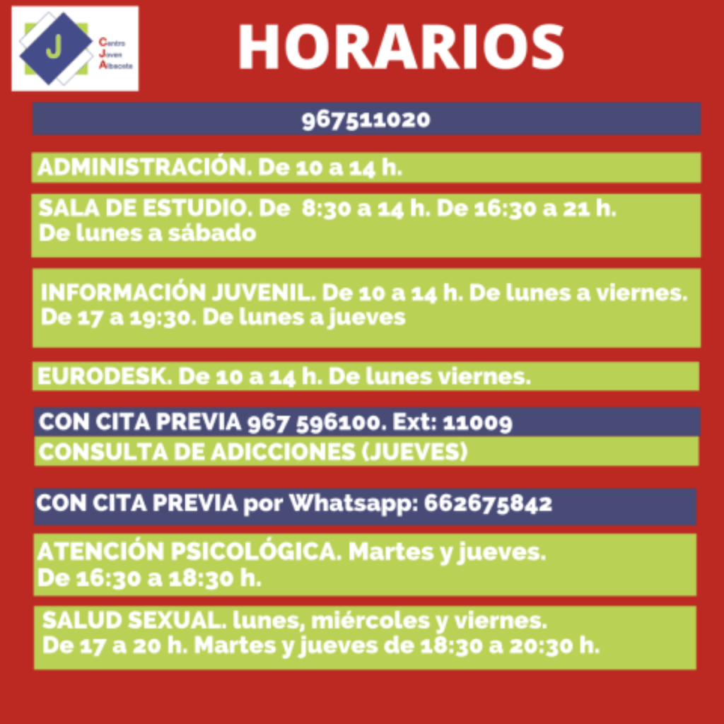 horarios centro joven albacete atencion