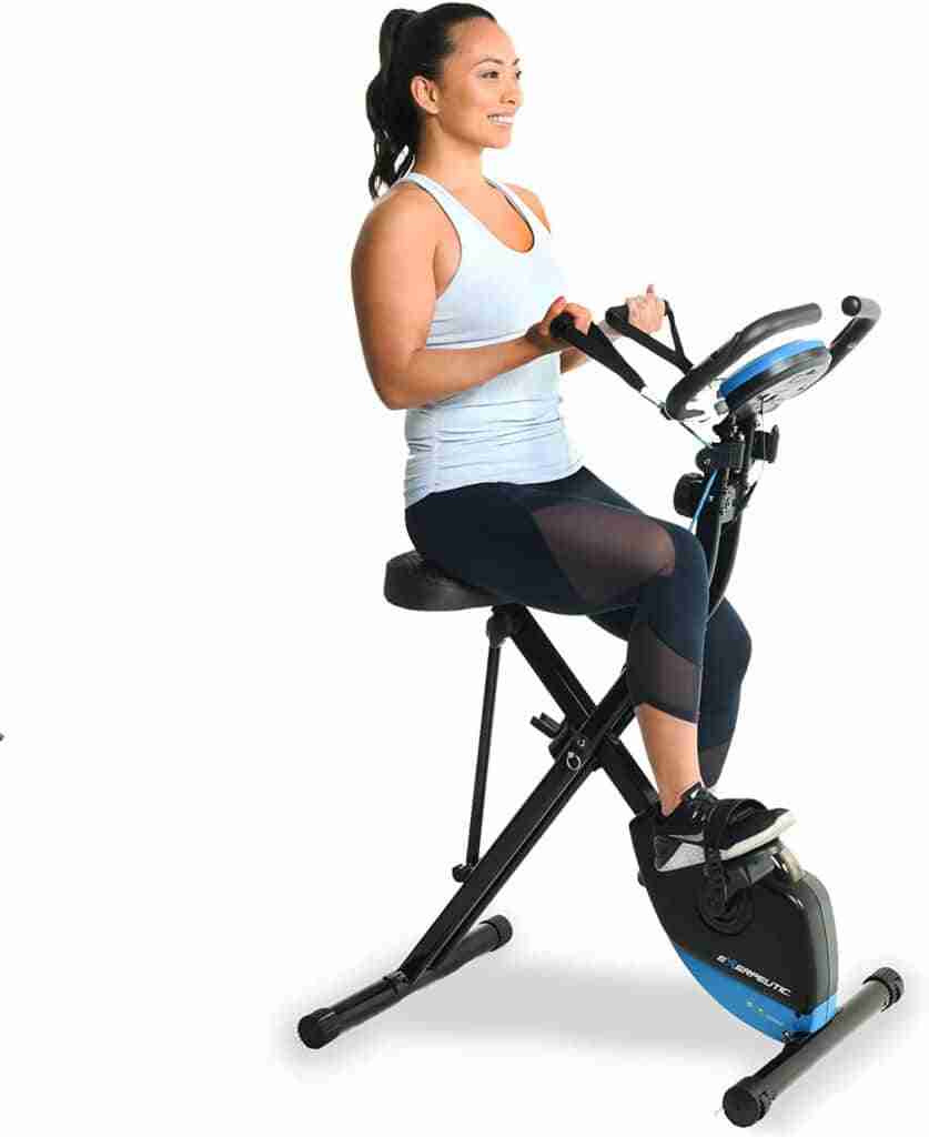 pooboo - Bicicleta estática plegable, bicicleta fija para fitness, de  interior, magnética, resistencia ajustable de 8 niveles, soporte de botella  y