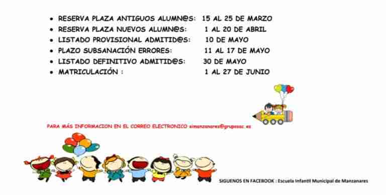 matriculacion escuela infantil manzanares