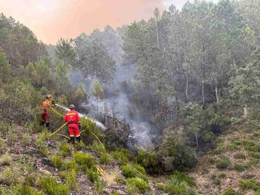 Los medios aéreos dejan el incendio de Sevilleja que rebaja los efectivos a 32 personas y 7 terrestres