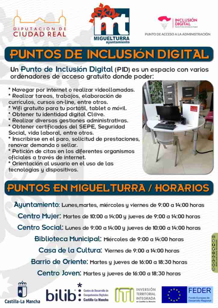 horarios puntos inclusion digital miguelturra