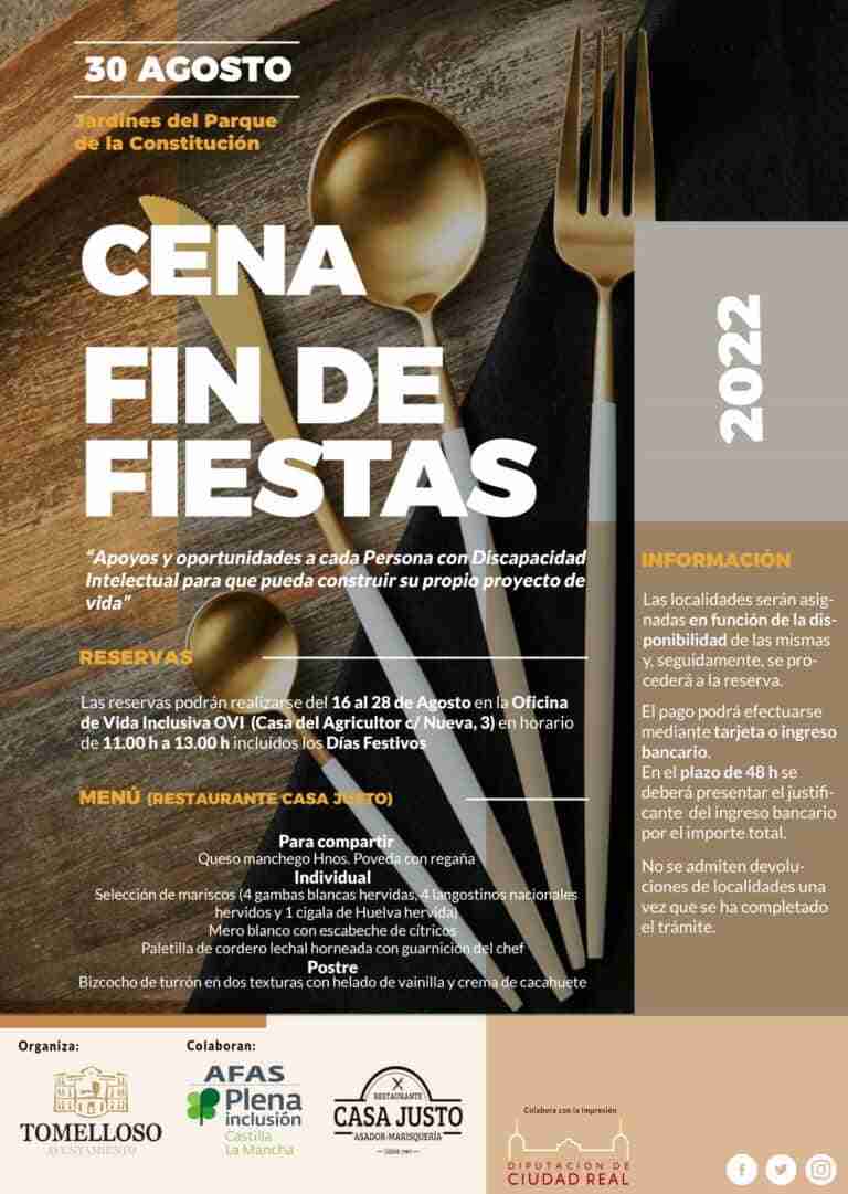 reserva localidades cena fin fiestas tomelloso 2022