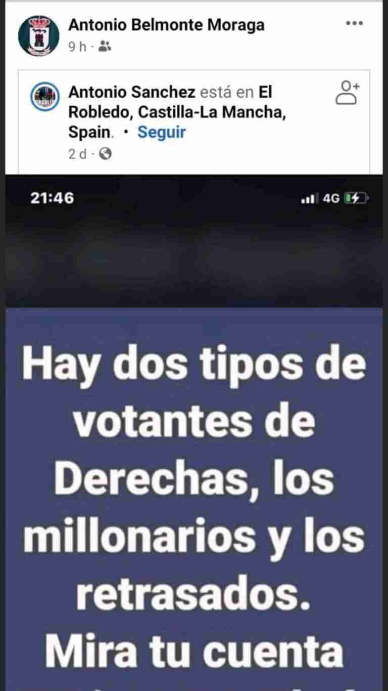 PP pide dimisión del alcalde de La Gineta por decir que hay dos tipos de votantes de derecha, "millonarios o retrasados"