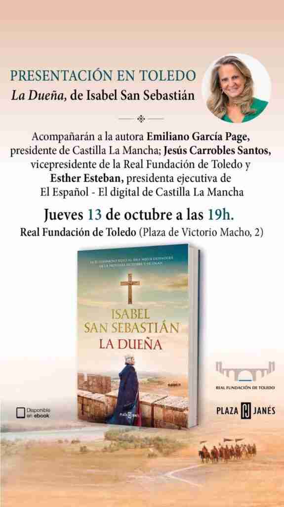Isabel San Sebastián presenta este jueves en Toledo 'La Dueña', relato sobre el papel de las mujeres en la Reconquista