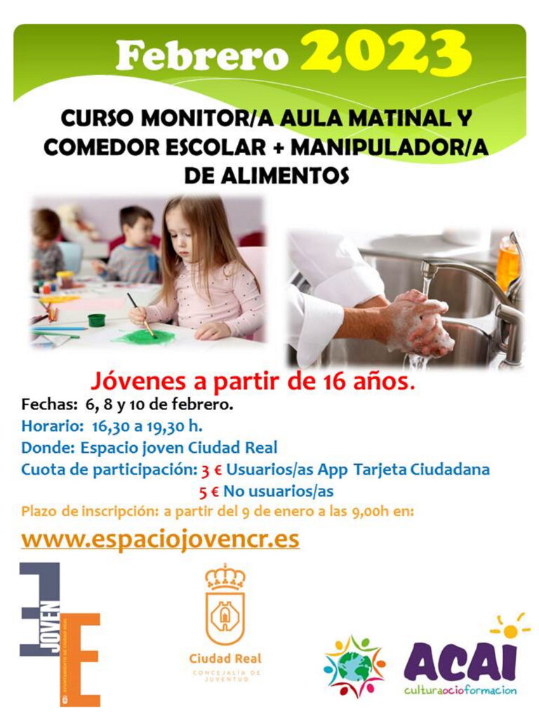 curso monitor aula matinal espacio joven ciudad real enero