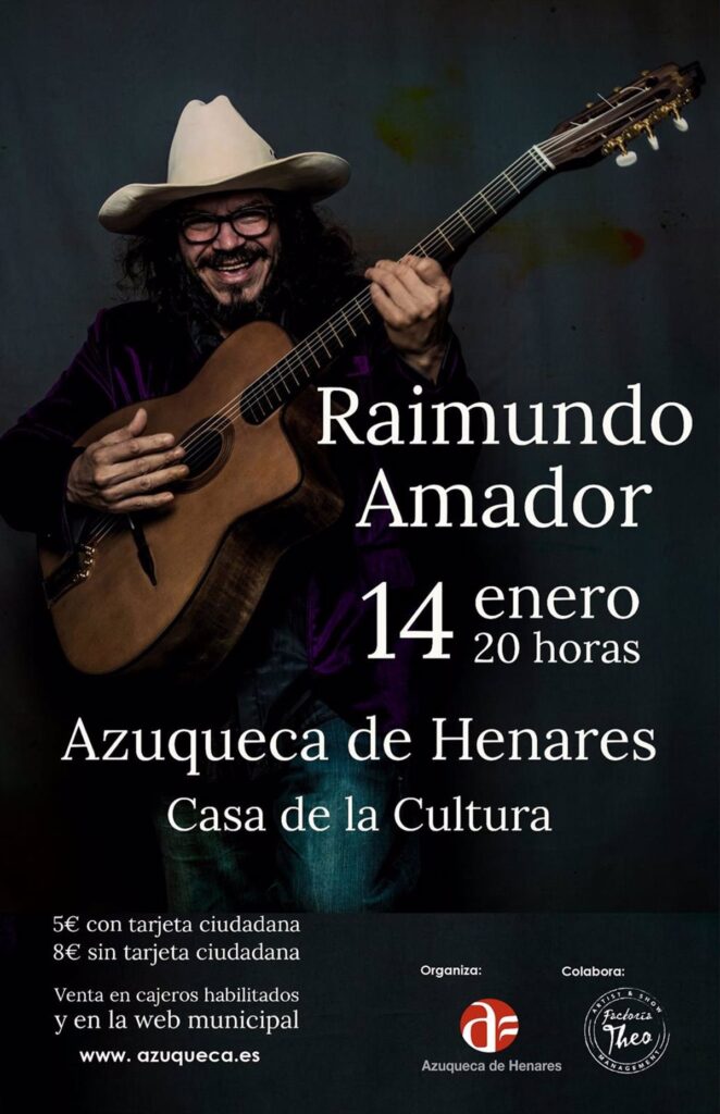 Raimundo Amador ofrece un concierto el 14 de enero en la Casa de la Cultura de Azuqueca de Henares