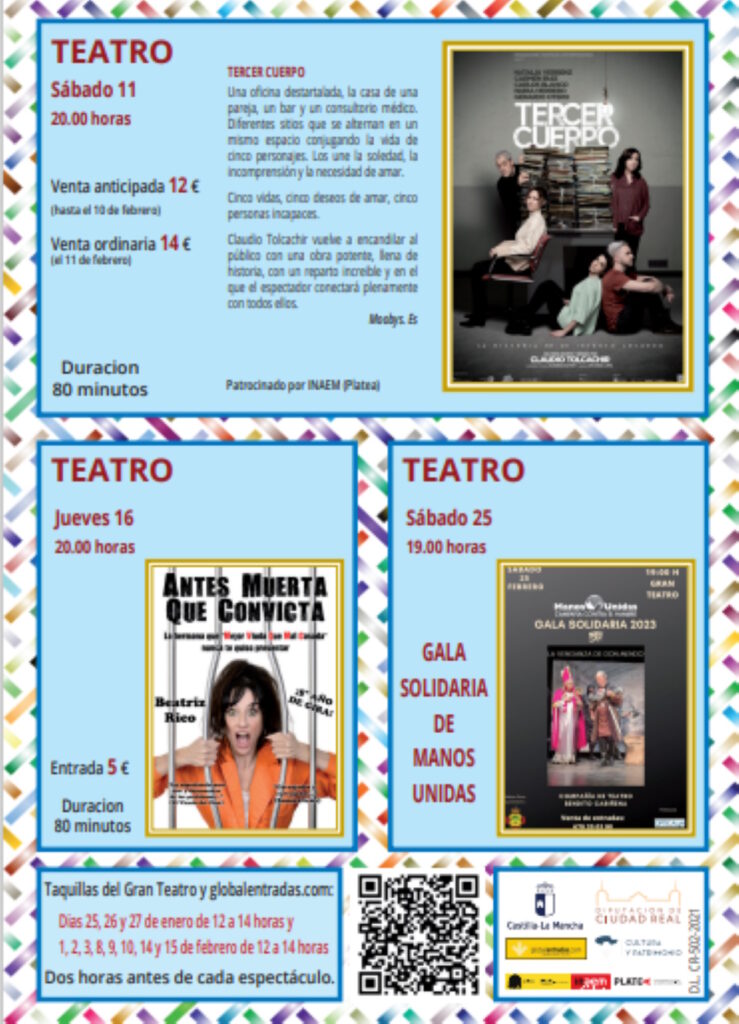 Teatro y música en Manzanares en Escena este febrero en el Gran Teatro de la localidad 1