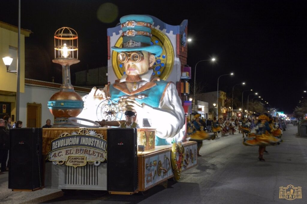 'El Burleta', de Campo de Criptana, ganador del Desfile de Carnaval de Tomellos con su montaje 'Revolución Industrial'