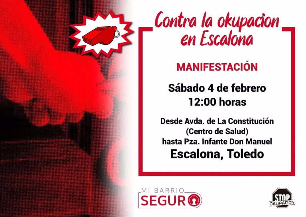 Convocan una manifestación este sábado contra la ocupación de viviendas en Escalona, "el paraíso de la okupación VIP"