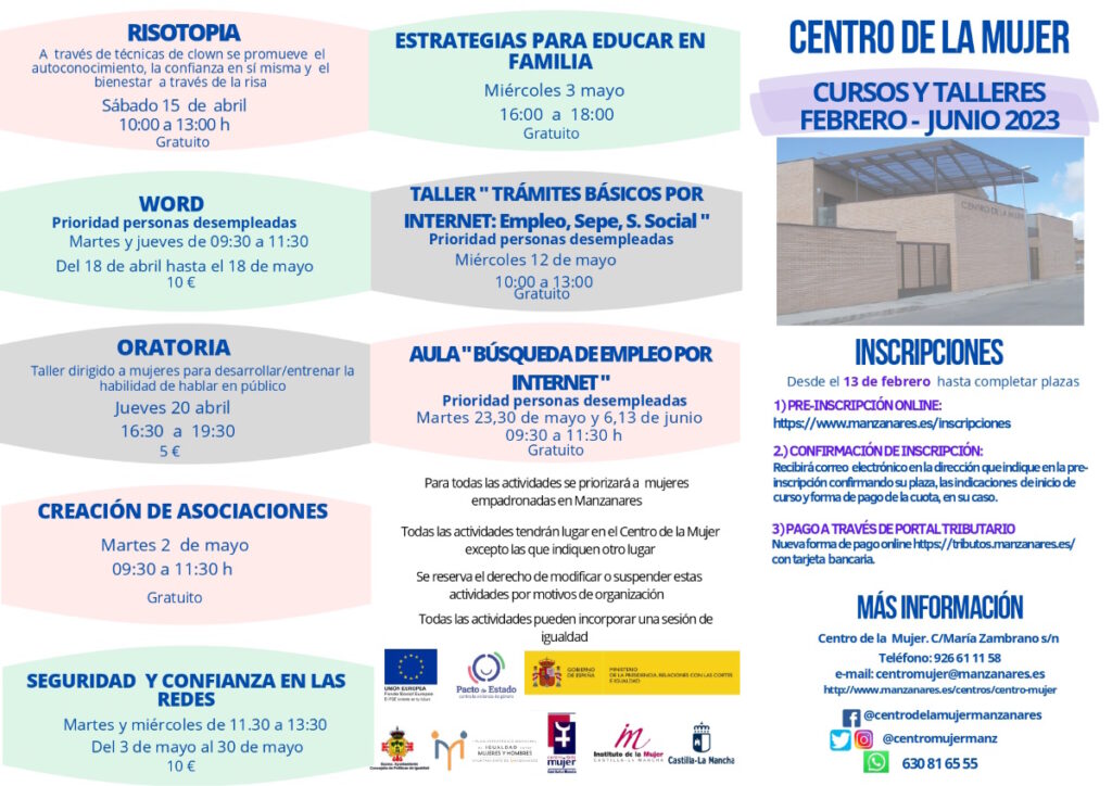 programacion actividades formativas centro mujer manzanares