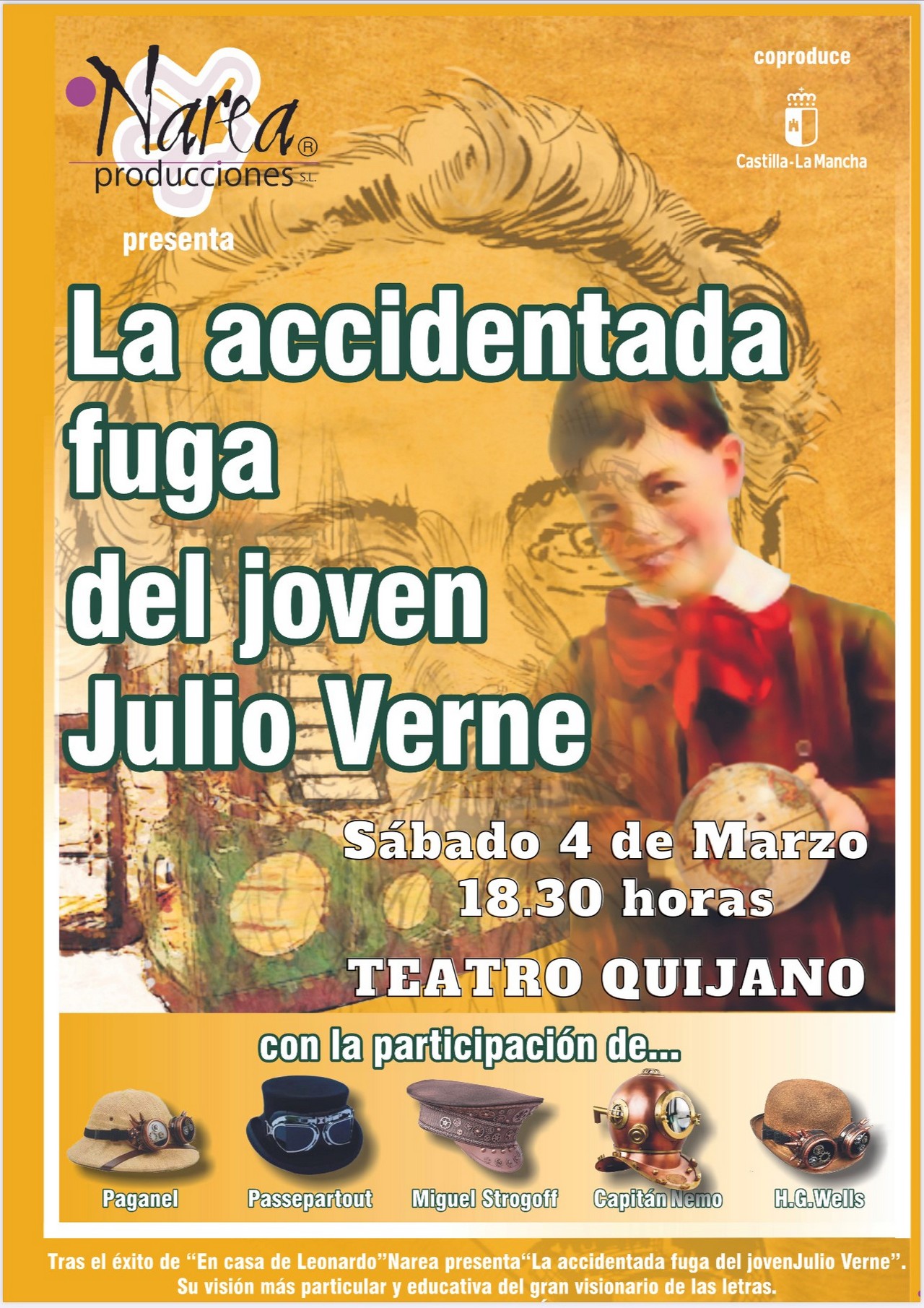 Teatro Narea estrenará en Ciudad Real el sábado 4 de marzo en el Teatro Municipal Quijano la obra “La accidentada fuga del joven Julio Verne” 1