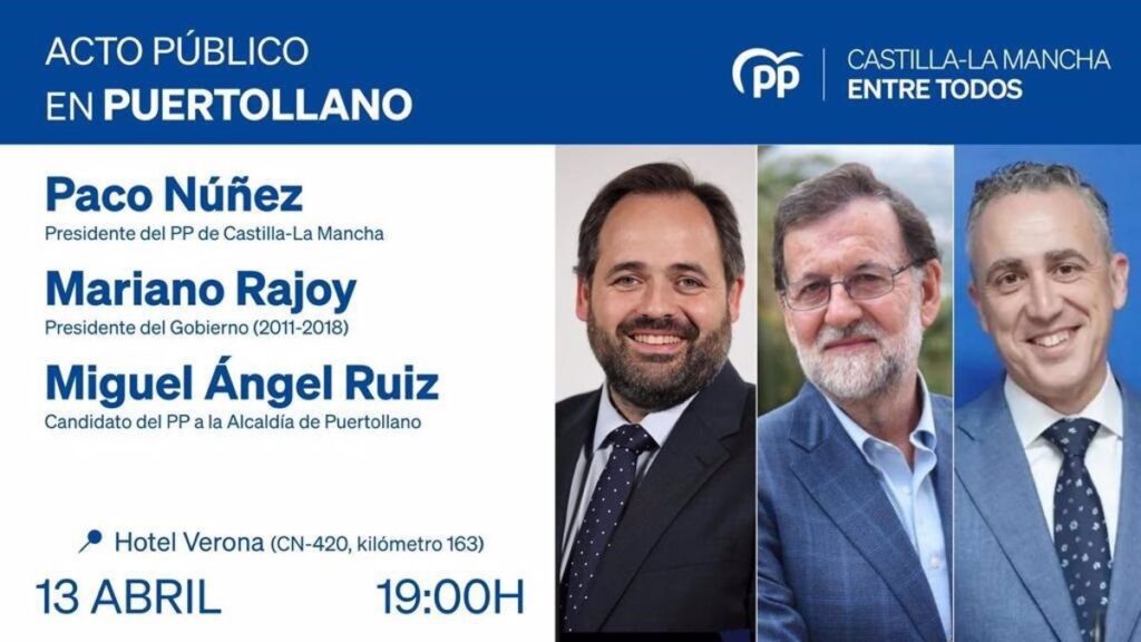 Rajoy acompañará a Núñez este jueves en Puertollano en un acto junto al candidato de la localidad
