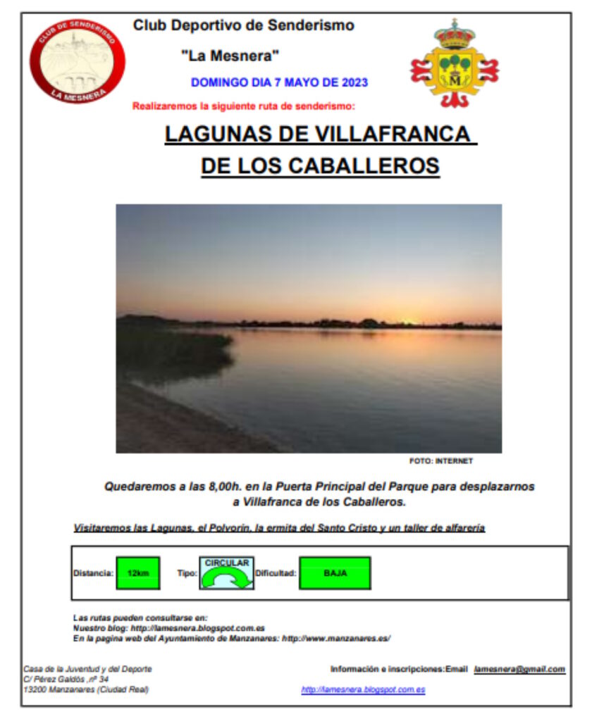 ruta senderismo lagunas villafranca de los caballeros