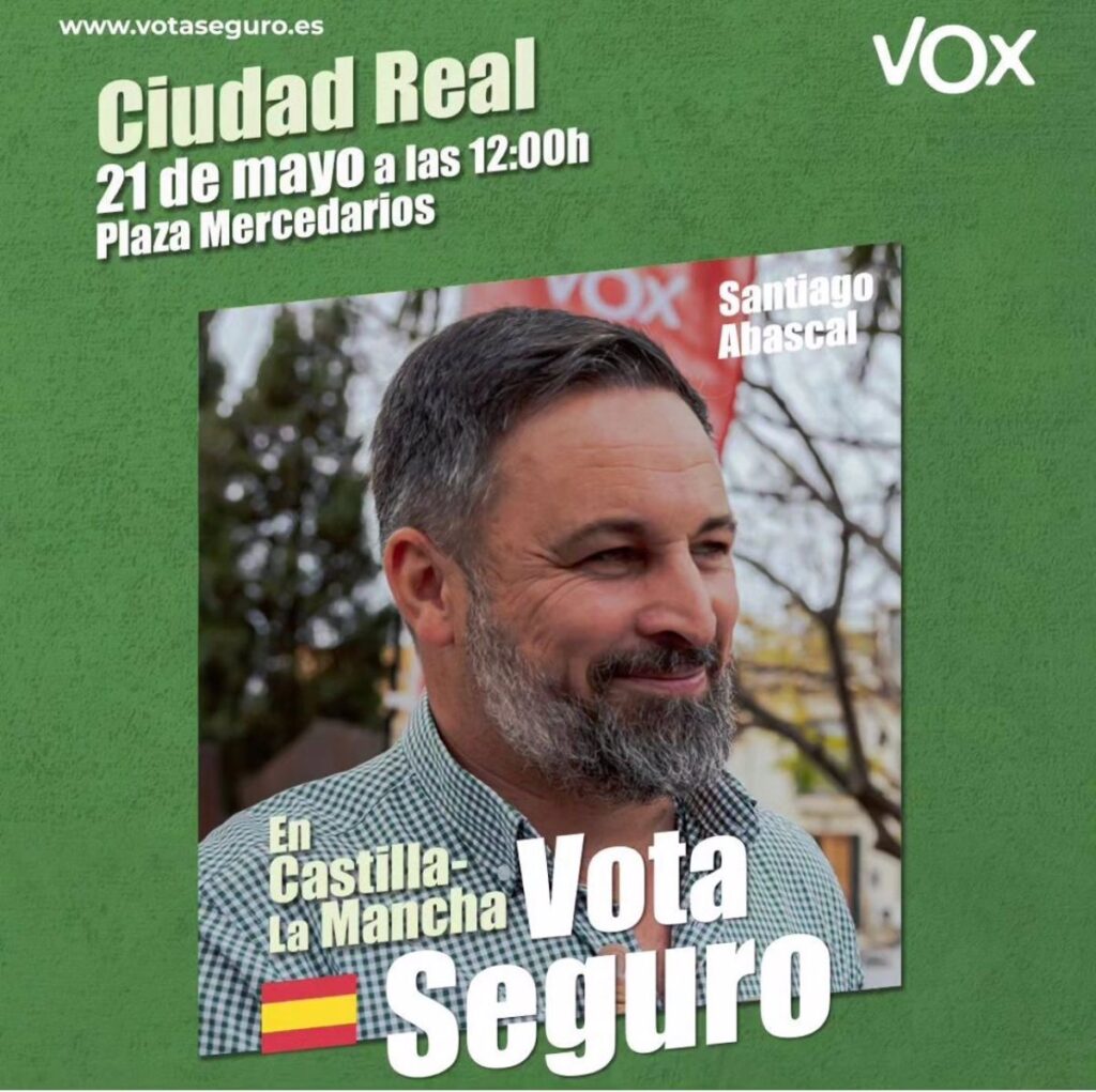 Santiago Abascal visitará Ciudad Real el próximo domingo