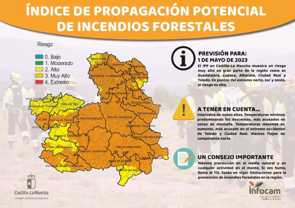 Alto riesgo de incendios forestales en Castilla-La Mancha el 1 de mayo de 2023 1