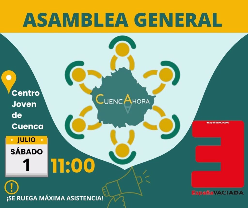 Cuenca Ahora celebrará una Asamblea General el 1 de julio para nombrar una nueva dirección y establecer su estrategia