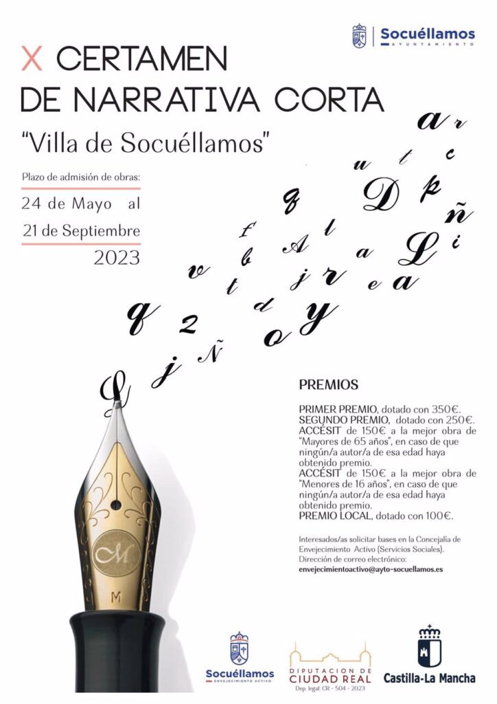 Hasta el 21 de septiembre se podrán presentar obras al X Certamen de Narrativa Corta 'Villa de Socuéllamos'