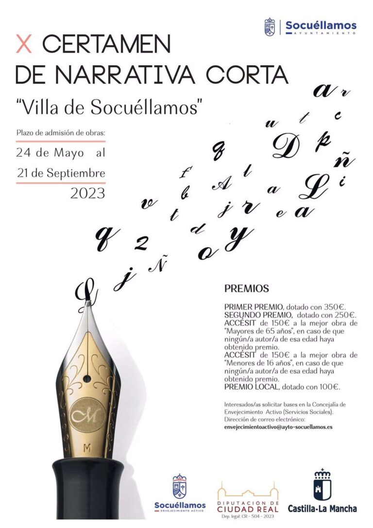 Hasta el 21 de septiembre se podrán presentar obras al X Certamen de Narrativa Corta 'Villa de Socuéllamos'