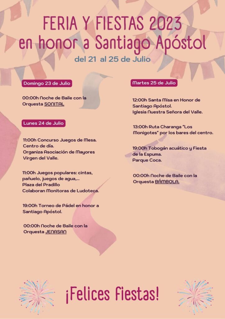 Viso del Marqués celebrará su Ferias y Fiestas en honor a Santiago Apóstol, del 21 al 25 de julio 2