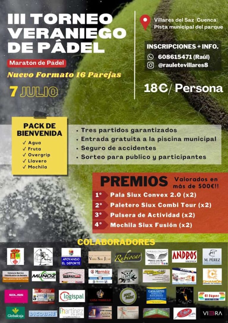 torneo veraniego padel villares del saz cuenca