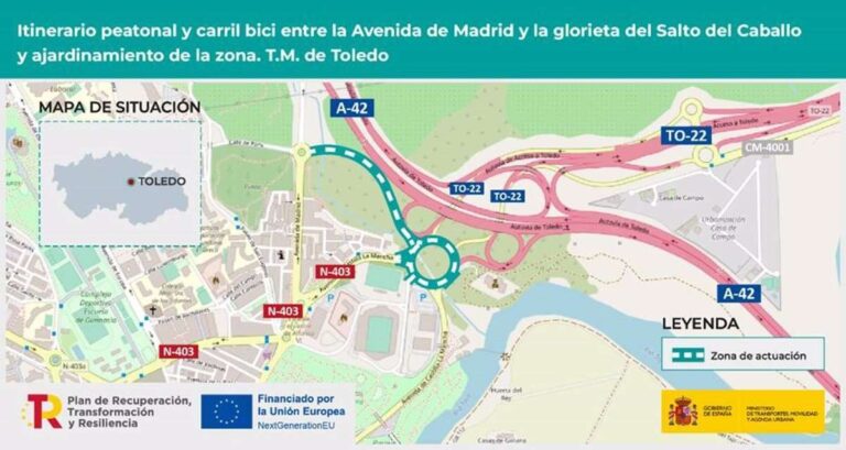 Adjudicado en Toledo por 1,3 millones el contrato que permitirá un itinerario peatonal y carril bici en la TO-22