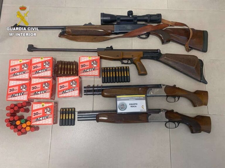 Detienen a un hombre por robar cuatro armas de fuego de una vivienda en Abia de la Obispalía (Cuenca)