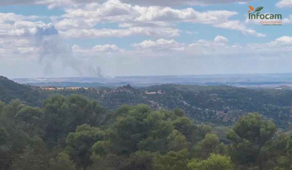 Seis medios y 31 personas trabajan en la extinción de un fuego declarado en Zarza de Tajo (Cuenca)