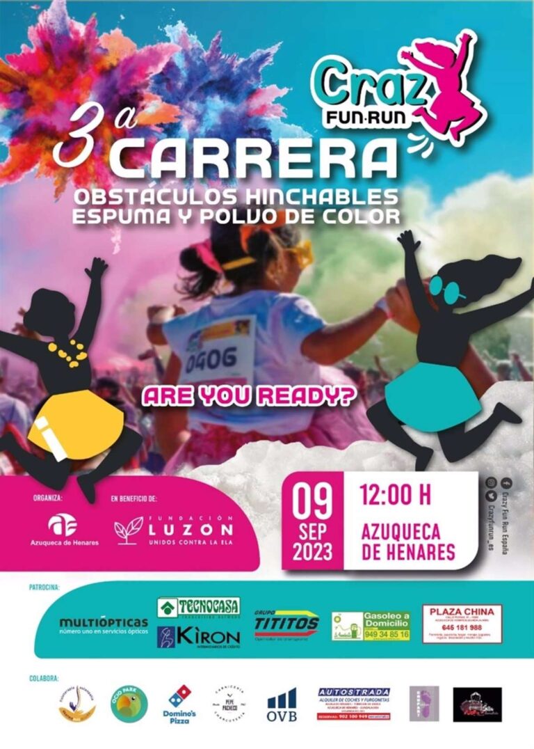 Abierta la inscripción para la carrera de obstáculos hinchables, espuma y polvo de colores Azuqueca del 9 de septiembre
