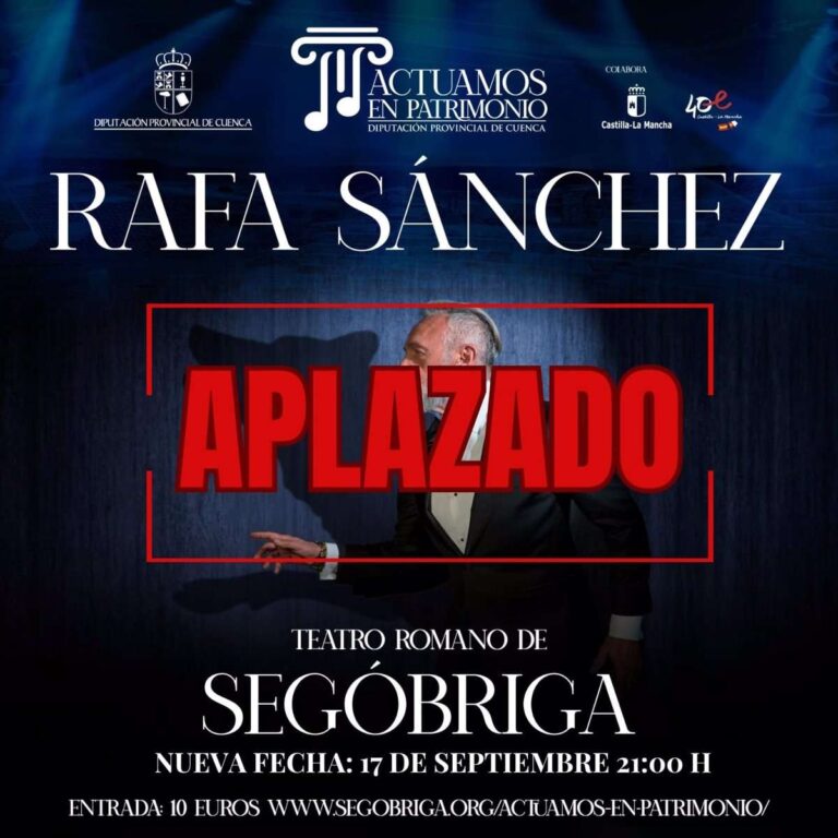 Las previsiones de lluvia obligan a aplazar el concierto de Rafa Sánchez este sábado en Segóbriga al 17 de septiembre