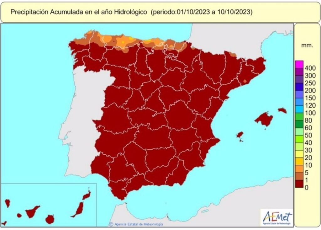 La práctica ausencia de precipitaciones en el nuevo año hidrológico agudiza la falta de lluvias acumulada en España