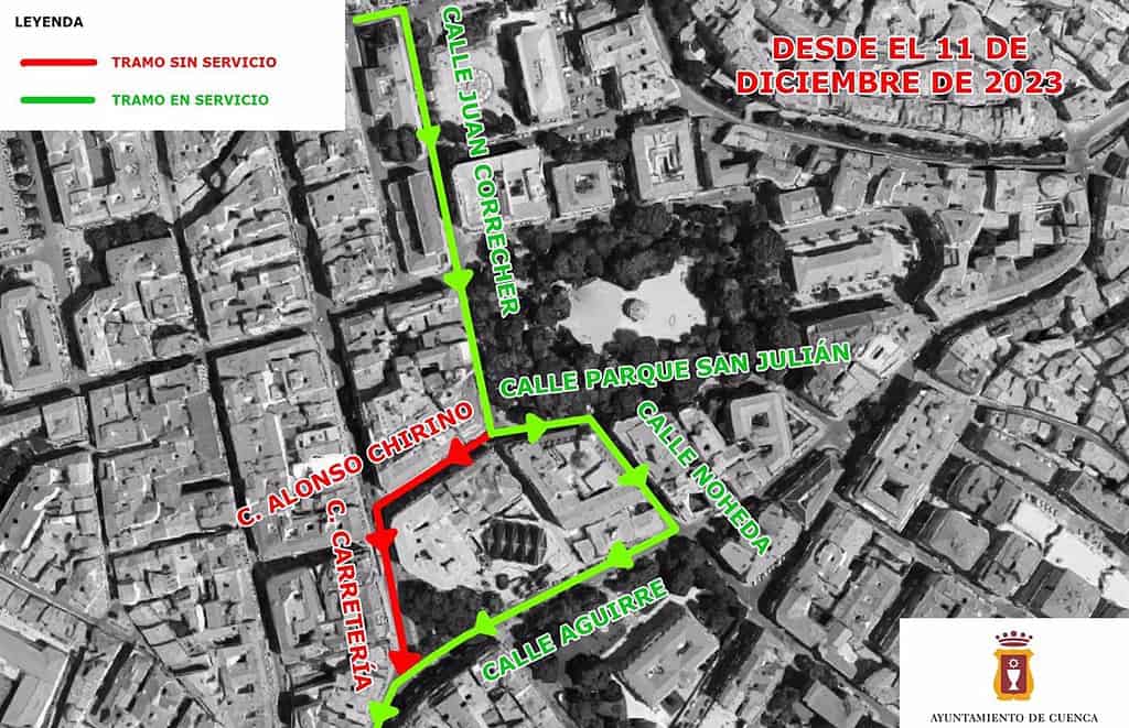 Los autobuses y taxis dejan de pasar por las calles Alonso Chirino y Carretería de Cuenca desde este lunes