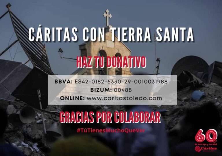 Cáritas Diocesana de Toledo se suma a la campaña internacional para destinar 2,95 millones a Gaza y Cisjordania