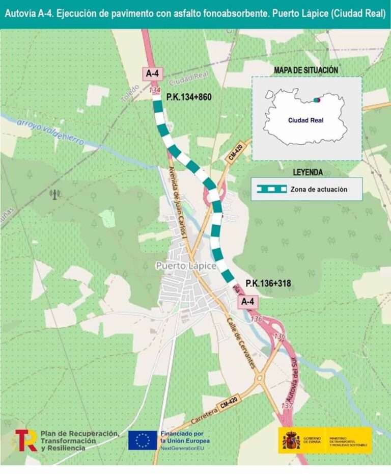 El Ministerio de Transportes adjudica 4,7 millones a las obras para mitigar el ruido en la A-4 en Ciudad Real