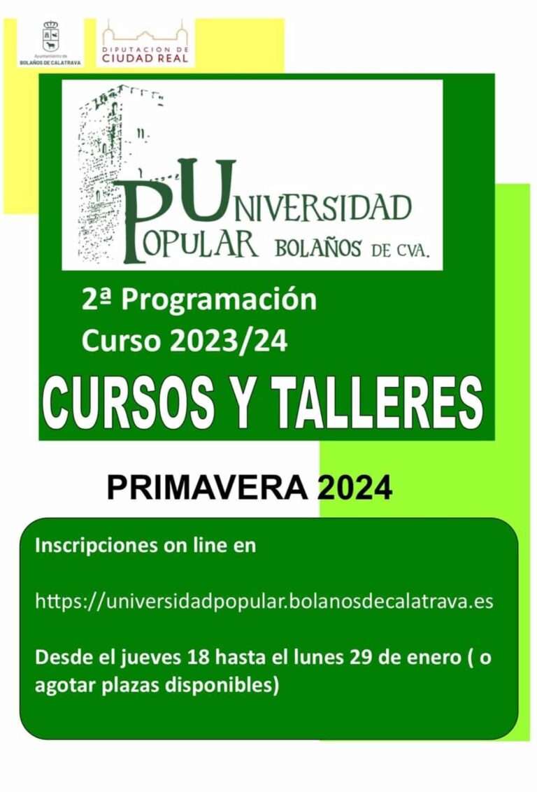 El próximo jueves se abre el plazo de matrícula para los 20 talleres que ofrece la Universidad Popular de Bolaños