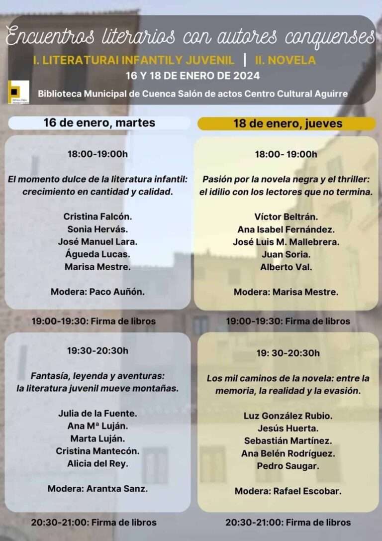 La Biblioteca Municipal de Cuenca organiza encuentros literarios con una veintena de autores conquenses