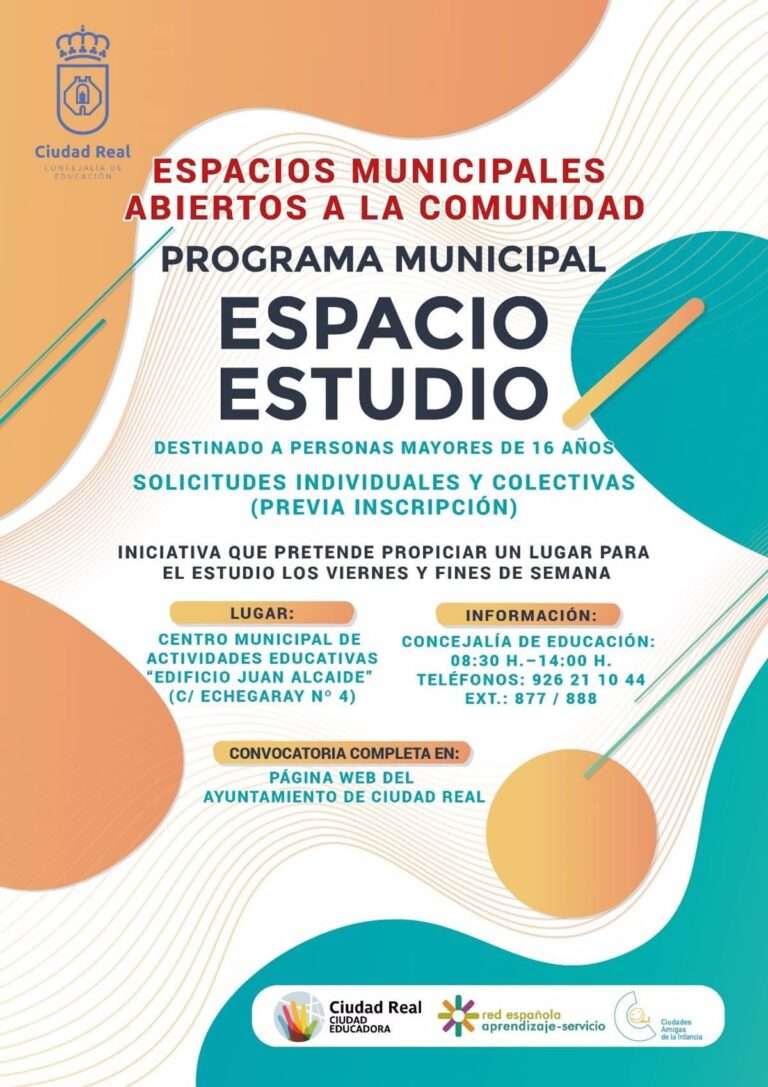 Ciudad Real pone en marcha una nueva edición de 'Espacio-Estudio' que amplia horarios y facilita solicitudes grupales
