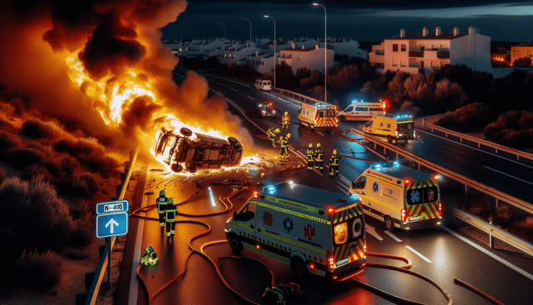 Muere un hombre tras volcar e incendiarse el turismo que conducía en la N-400 en Albacete