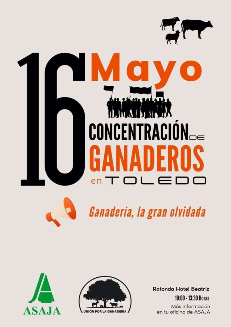 'Ganadería, la gran olvidada', lema con el que ganaderos de toda España protestan este jueves en Toledo ante Planas