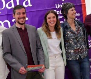 José Luis Gascón, Carmen Fajardo y Diego Pedraza, en la candidatura de Podemos encabezada por Irene Montero