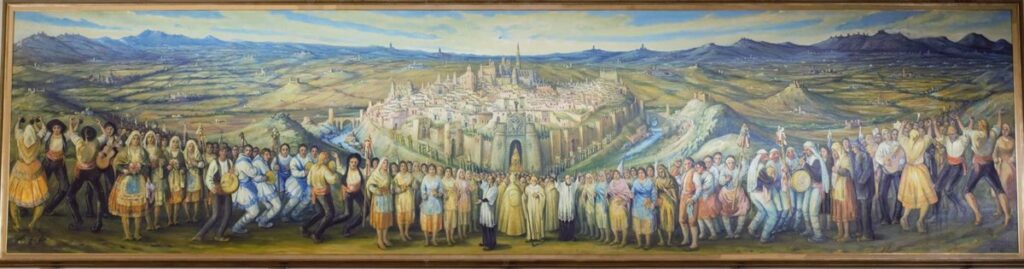 Visitas guiadas al cuadro 'Toledo Símbolo', de Guerrero Malagón, en el 40 aniversario de su creación