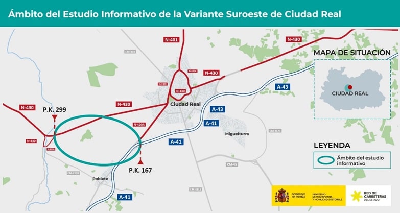 Transporte inicia por 325.851 euros la redacción del estudio informativo de la Variante Suroeste de Ciudad Real 1
