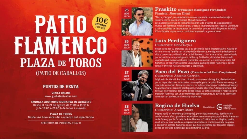 Una nueva edición de 'Patio Flamenco' arranca este domingo en Albacete con el cantante Fraskito y hasta el 28 de agosto