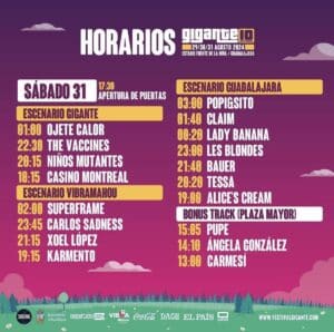 El Festival Gigante de Guadalajara sigue adelante este sábado manteniendo los horarios de las actuaciones