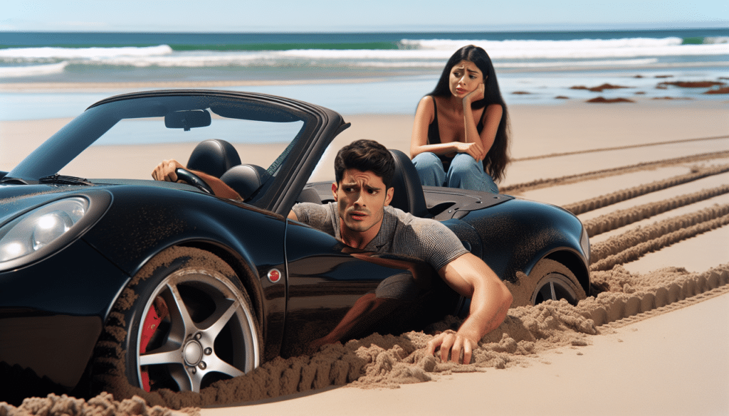 Hombre intenta impresionar a su novia conduciendo en la playa y termina atrapado en la arena 7 Hombre intenta impresionar a su novia conduciendo en la playa y termina atrapado en la arena 7