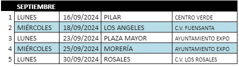 Horarios Asambleas