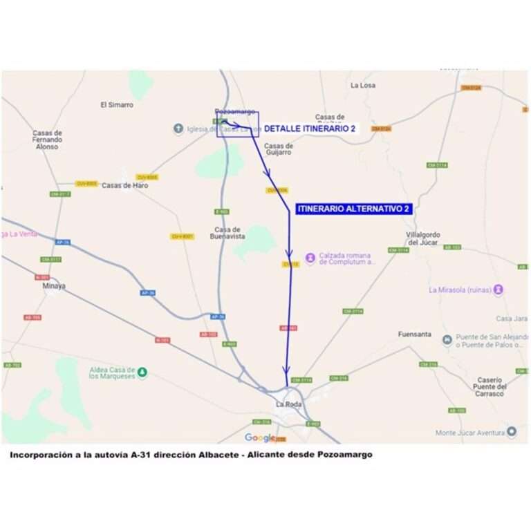 Las obras de mejora del firme en la A-31 en Pozoamargo (Cuenca) provocarán cortes de tráfico desde esta semana